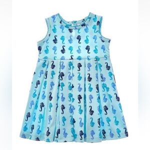 Rachel Riley Light Blue Seahorse Print Dress NWT 12M
